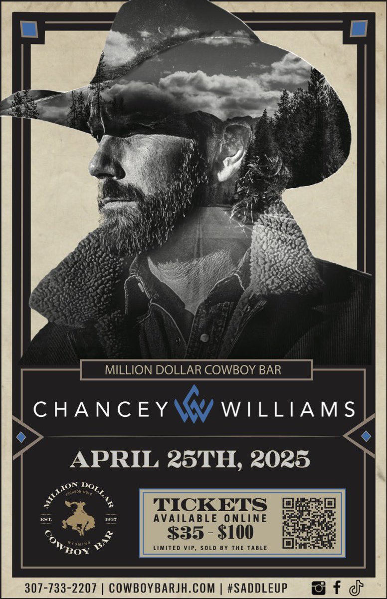 JUST ANNOUNCED! <a href="/ChanceyOfficial/">Chancey Williams</a> will be hitting #TheCowboyBar stage on Friday, April 25th! Get your tickets THIS Wednesday at 10AM MT and get ready to party! 🤠