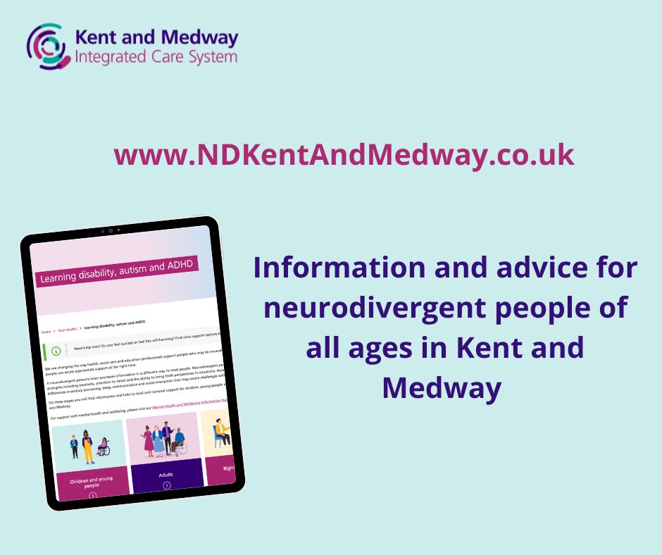 We want neurodivergent people to be able access appropriate support at the right time. Part of that support includes a new hub where you can find information on sensory issues, sleep, employment and much more. Visit ndkentandmedway.co.uk/adults