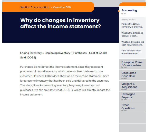 fininterview's tweet photo. Why do changes in inventory
affect the income statement?
#investmentbanking #privateequity #corporatedevelopment #fps #financialmodeling #financialmodelling #interviewcoaching #interviewcoach https://t.co/OWTHgIfOdd