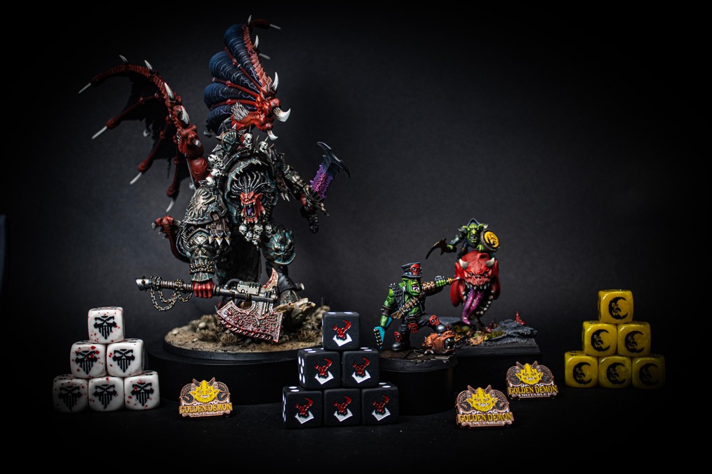 Baron Of Dice (@baronofdice) on Twitter photo Big shoutout to Sam for pinning with all three of these fantastic entries at Adepticon. Truly remarkable work! Paired up with some amazing dice, there's a whole lotta goodness in this photo... 
#Warhammer #WarhammerCommunity #GoldenDemon #Adepticon #BaronOfDice Big shoutout to Sam for pinning with all three of these fantastic entries at Adepticon. Truly remarkable work! Paired up with some amazing dice, there's a whole lotta goodness in this photo... 
#Warhammer #WarhammerCommunity #GoldenDemon #Adepticon #BaronOfDice