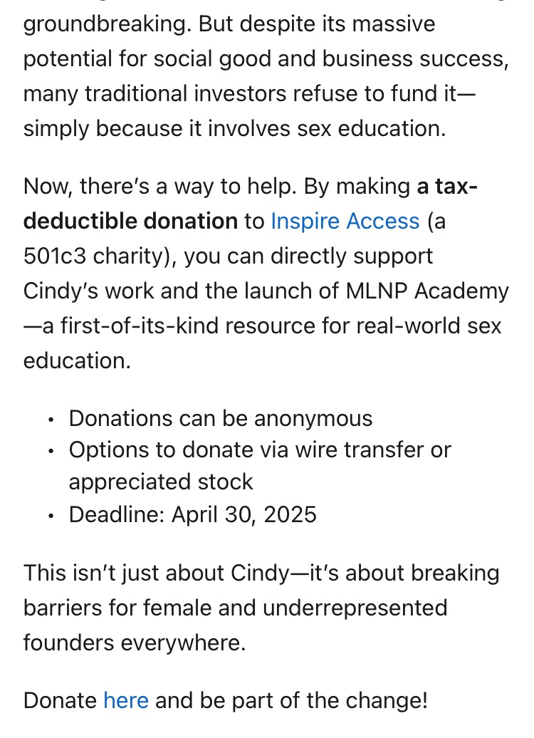 cindygallop.eth (@cindygallop) on Twitter photo Thank you so much, Fierce Foundry! Everyone, you can make tax-deductible donations/donate from your Donor Advised Funds to <a href="/makelovenotporn/">makelovenotporn</a> via non-profit Inspire Access here: givebutter.com/InspireAccessx…
#FundFemaleFounders Thank you so much, Fierce Foundry! Everyone, you can make tax-deductible donations/donate from your Donor Advised Funds to <a href="/makelovenotporn/">makelovenotporn</a> via non-profit Inspire Access here: givebutter.com/InspireAccessx…
#FundFemaleFounders