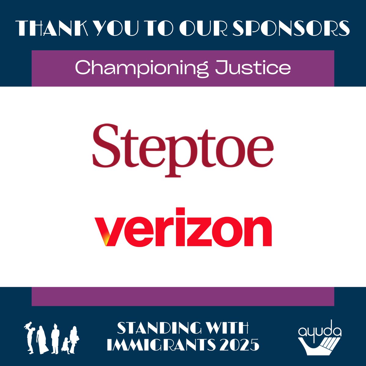 #StandingWithImmigrants is only three days away!

We are very grateful to <a href="/SteptoeLLP/">SteptoeLLP</a>  and <a href="/Verizon/">Verizon</a>  for making the event possible with their support.

Thank you to all of our sponsors and supporters. 💞
#nonprofit #nonprofitevent #gratitude #supportimmigrants