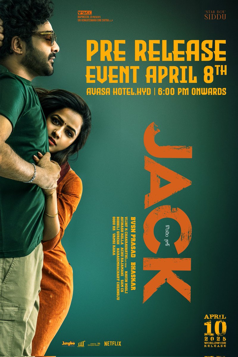Saravanaravikumar (@saravanaspb) on Twitter photo #Jack is ready to meet you 😎
Catch the entire team at the Pre. Release Event on April 8th, 6PM @ Avasa, HYD 🤟🏻
Let’s set the vibe before the big day 💥💥
#SidduJonnalagadda <a href="/iamvaishnavi04/">Vaishnavi_Chaitanya</a> <a href="/baskifilmz/">Bommarillu Baskar</a> @Prakashraaj #AchuRajamani <a href="/SamCSmusic/">𝐒𝐀𝐌 𝐂 𝐒</a> <a href="/sureshbobbili9/">Suresh Bobbili</a> <a href="/NavinNooli/">Navin Nooli</a> #Jack is ready to meet you 😎
Catch the entire team at the Pre. Release Event on April 8th, 6PM @ Avasa, HYD 🤟🏻
Let’s set the vibe before the big day 💥💥
#SidduJonnalagadda <a href="/iamvaishnavi04/">Vaishnavi_Chaitanya</a> <a href="/baskifilmz/">Bommarillu Baskar</a> @Prakashraaj #AchuRajamani <a href="/SamCSmusic/">𝐒𝐀𝐌 𝐂 𝐒</a> <a href="/sureshbobbili9/">Suresh Bobbili</a> <a href="/NavinNooli/">Navin Nooli</a>
