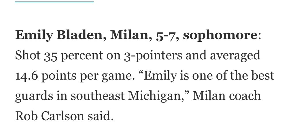 Emily Bladen (@emilybladen09) on Twitter photo Thank you <a href="/MonroeSports/">MonroeSports</a> for the recognition and naming me All-Region!!
<a href="/CoachColeCC/">Coach Cole</a> <a href="/Mystics517/">Michigan Mystics - Jackson</a> <a href="/rcarlson3275/">Rob Carlson</a> <a href="/pgh_Danyle/">PrepGirlsHoopsDanyle</a> <a href="/PGHMichigan/">Prep Girls Hoops Michigan</a> <a href="/CoachB_NCSA/">Brittany Atwater</a> <a href="/MichHSBball/">Mich HS Bball</a> Thank you <a href="/MonroeSports/">MonroeSports</a> for the recognition and naming me All-Region!!
<a href="/CoachColeCC/">Coach Cole</a> <a href="/Mystics517/">Michigan Mystics - Jackson</a> <a href="/rcarlson3275/">Rob Carlson</a> <a href="/pgh_Danyle/">PrepGirlsHoopsDanyle</a> <a href="/PGHMichigan/">Prep Girls Hoops Michigan</a> <a href="/CoachB_NCSA/">Brittany Atwater</a> <a href="/MichHSBball/">Mich HS Bball</a>