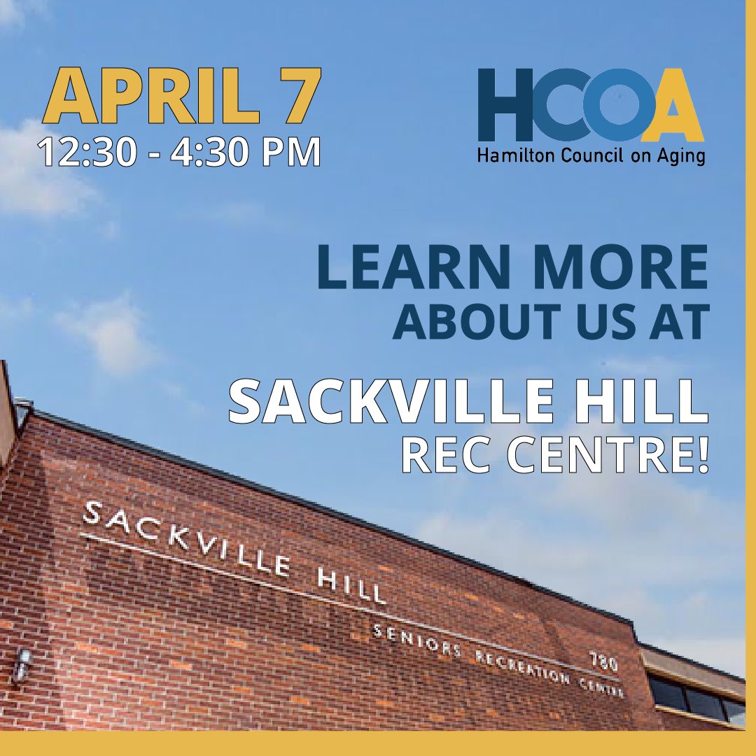 HamOnt_Aging's tweet image. We’re happy to be at @cityofhamilton Sackville Hill Seniors Centre on their first day of Spring Programs! Drop in to learn more about HCoA & check out the many programs here for Hamiltonians 55+! hamilton.ca/things-do/recr… @GilbreaCentre @GERAScentre @MIRAMcMaster @SchlegelVillage