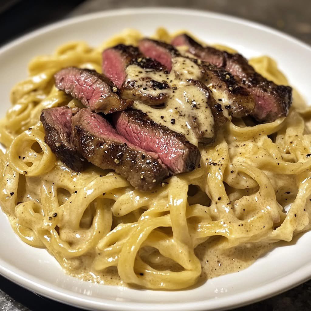 Smash or pass this steak Alfredo 😮‍💨