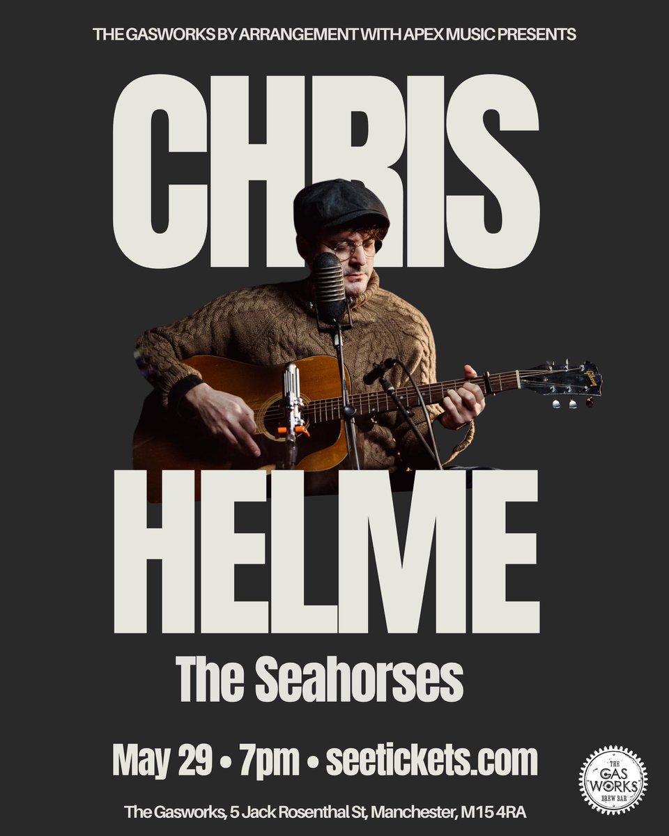 Benji Taylor (@mrbenjitaylor) on Twitter photo BRAND NEW SHOW!
Made up to be welcoming The Seahorses frontman <a href="/ChrisHelme/">Chris Helme</a> to Manchester City Centre and the very first The Gasworks live touring show.
A standout voice with a huge back catalogue of tunes who never disappoints.
Tickets > seetickets.com/event/chris-he… BRAND NEW SHOW!
Made up to be welcoming The Seahorses frontman <a href="/ChrisHelme/">Chris Helme</a> to Manchester City Centre and the very first The Gasworks live touring show.
A standout voice with a huge back catalogue of tunes who never disappoints.
Tickets > seetickets.com/event/chris-he…