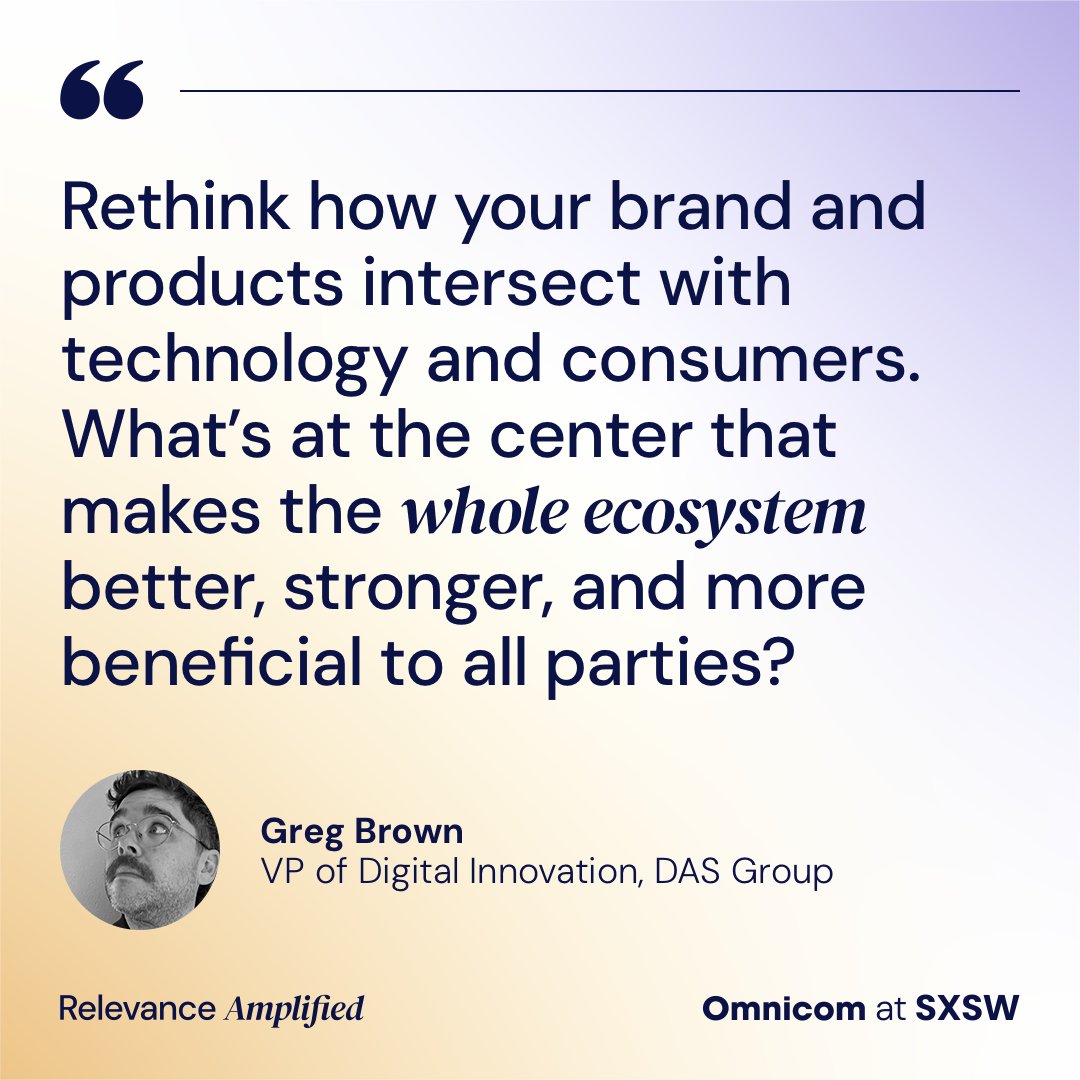 Greg Brown, VP of Digital Innovation, DAS Group shares three essential roles brands have to play in tackling futurism — the practice of strategic foresight and conscious technology 🤖 building.

Read 📖 Greg's full take at #sxsw2025: bit.ly/OMCSXSW25 

#relevanceamplified