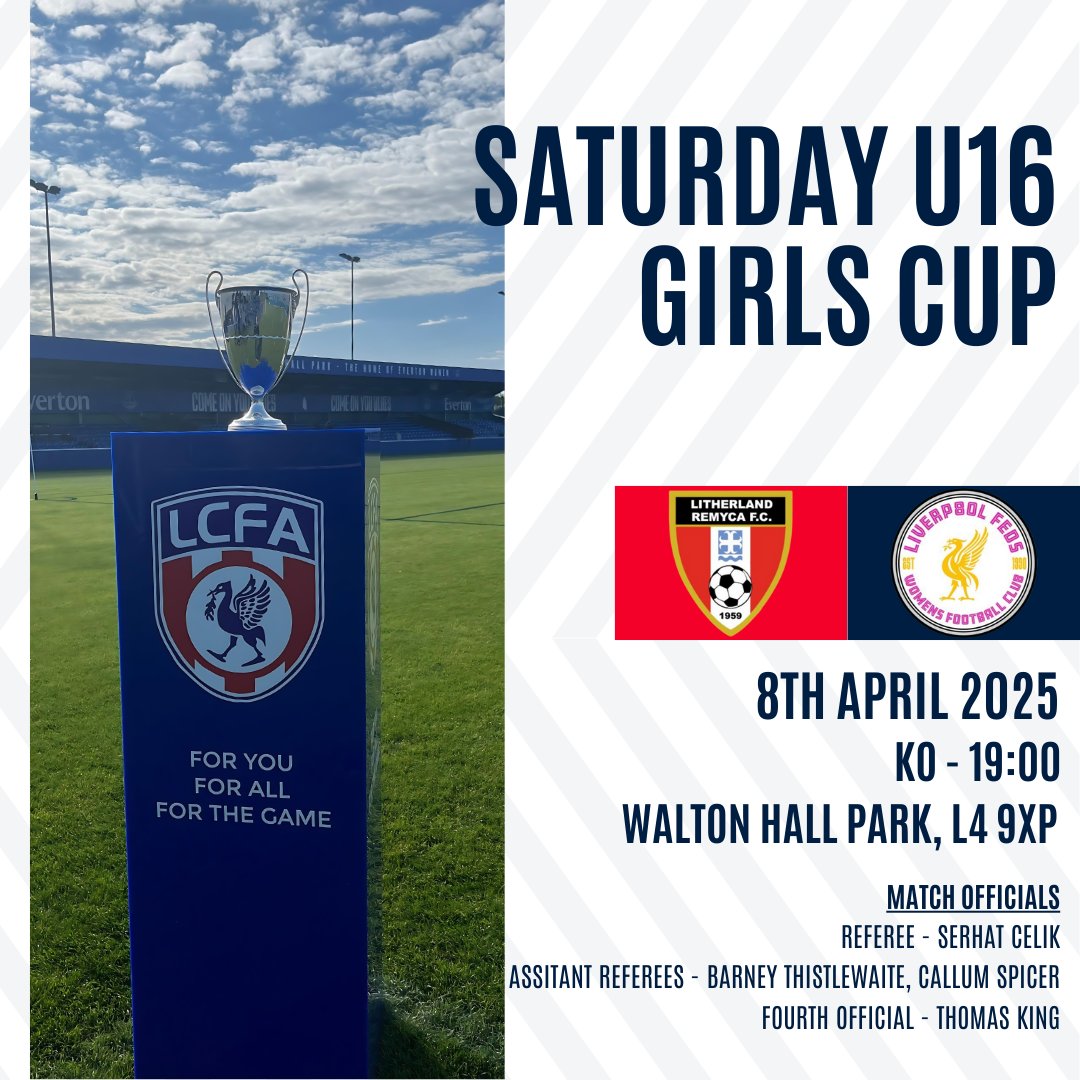 Liverpool_CFA's tweet photo. 🏆 County Cup Season is underway

Next up we have the Saturday U16 Girls Cup ⚽️

Good luck to both teams and all match officials 🙌 https://t.co/MoELw4PLVM
