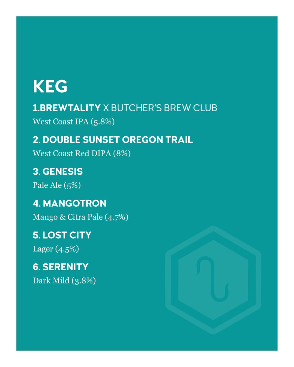 The Butcher's Hook (@butchershookpub) on Twitter photo ⏰ From 4pm Friday, <a href="/ElusiveBrew/">Elusive Brewing</a> Showcase!
Pixel-perfect pours from the nicest man in beer — and yes, Andy's joining us. 🙌🍻
On tap:
🥊 Brewtality: WCIPA
🌄 Double Sunset Oregon: Red DIPA
🪐 Genesis: Pale Ale
🥭 Mangotron: Mango Pale
🏙️ Lost City: Lager
☮️ Serenity: Dark Mild ⏰ From 4pm Friday, <a href="/ElusiveBrew/">Elusive Brewing</a> Showcase!
Pixel-perfect pours from the nicest man in beer — and yes, Andy's joining us. 🙌🍻
On tap:
🥊 Brewtality: WCIPA
🌄 Double Sunset Oregon: Red DIPA
🪐 Genesis: Pale Ale
🥭 Mangotron: Mango Pale
🏙️ Lost City: Lager
☮️ Serenity: Dark Mild