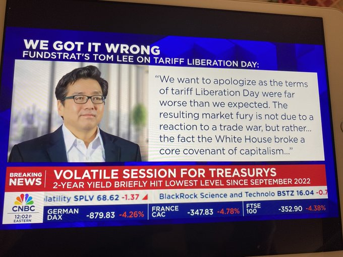 Tom Lee -- probably the biggest bull on the street — has fallen