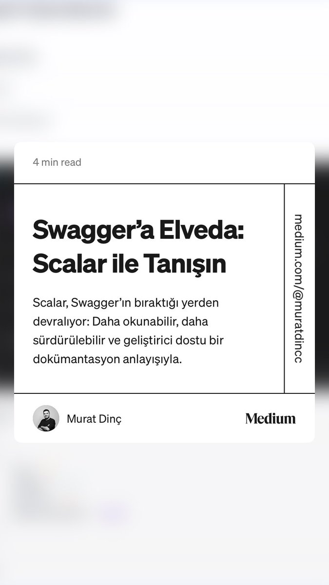 “Swagger’a Elveda: Scalar ile Tanışın” by Murat Dinç blog.muratdinc.dev/swaggera-elved…