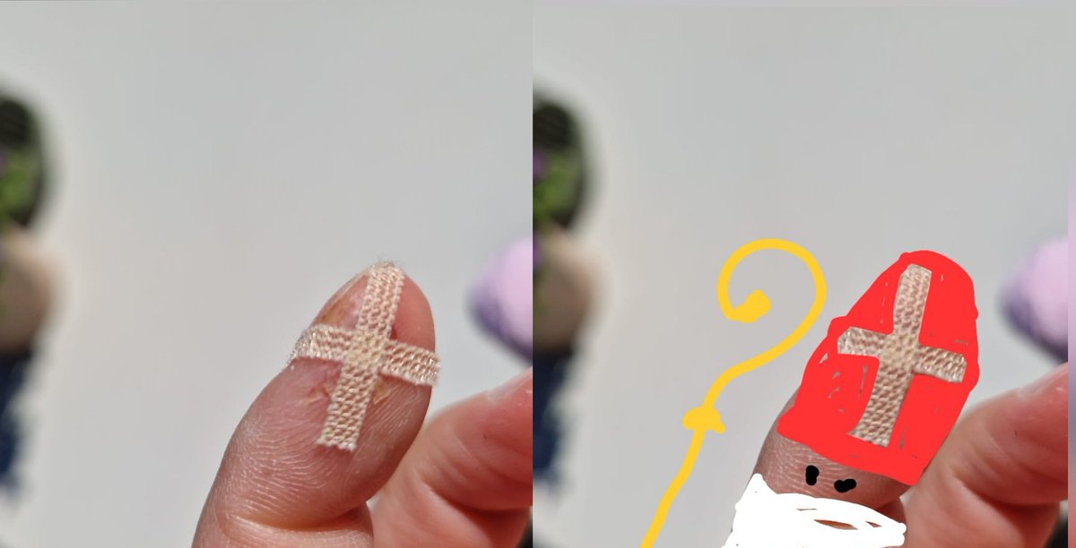 Vriendin van mij stuurde een foto van de jaap in haar vinger...  Ik maakte er een Klaas van. Ik ben zo'n klein kind 🤣