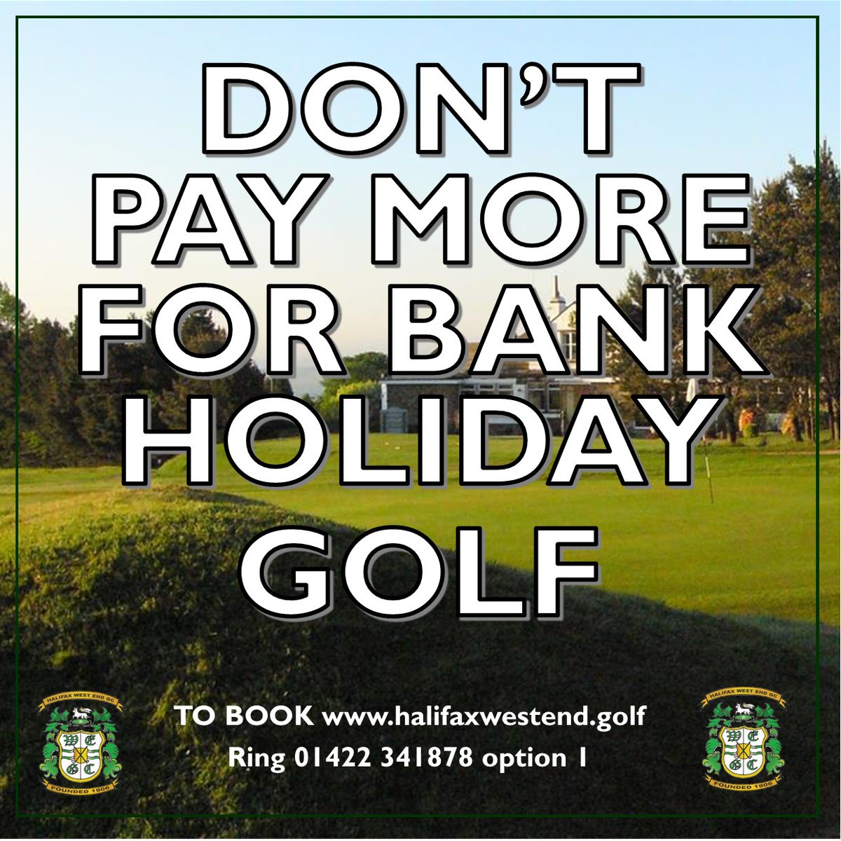 No bank holiday upcharges here — play at our standard weekday rates on May Day Monday! 🙌
🎉 FOURBALL SPECIAL – Just £80 for 4 players (£20pp)
Tag your golf buddies &amp; 📅 book your tee time now before slots fill up!
👉halifaxwestend.hub.clubv1.com/visitors/booki…