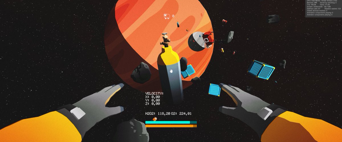New look of fuel/oxygen tank. Massive planet's in the distance. Don't ask me what else is massive🥷

#IndieGameDev #gamedev #indiegame #unity3d