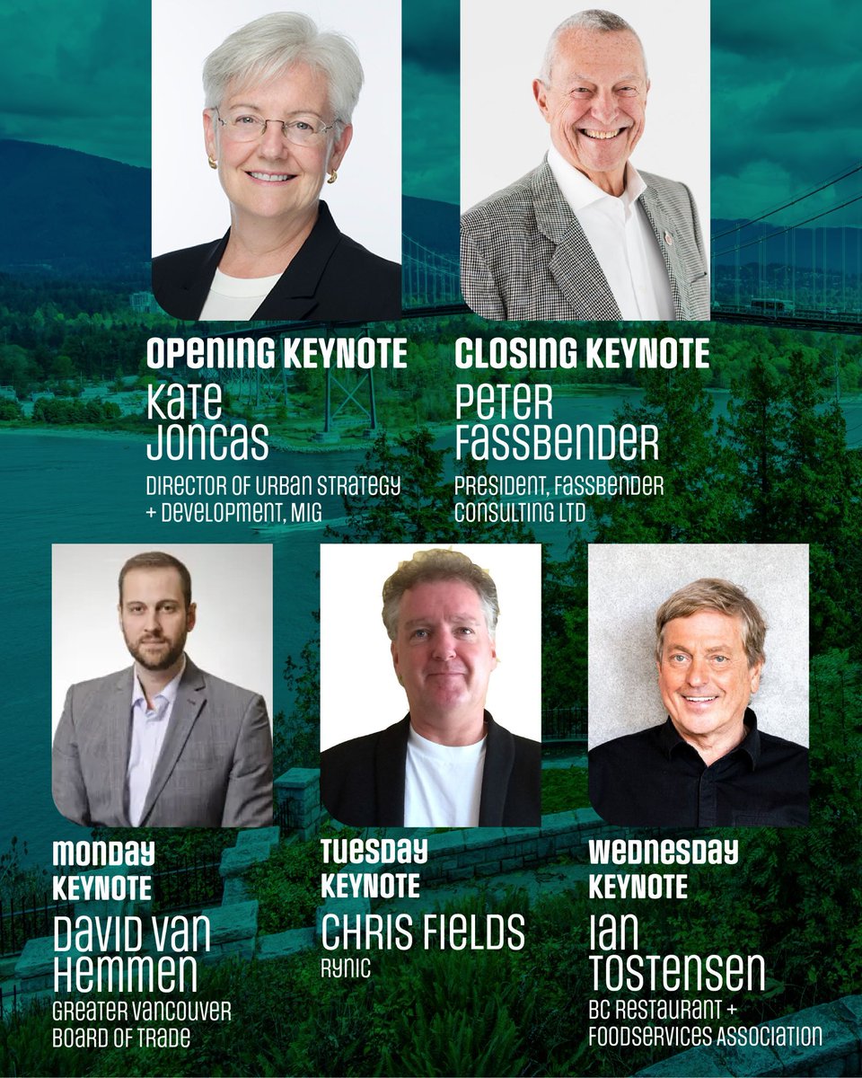 With 1 week to go, may we present our keynote roster?

Opening | Kate Joncas, @migcommunity
Mon | David van Hemmen, @boardoftrade
Tue | Chris Fields, Rynic
Wed | Ian Tostensen, @bcrfa
Closing | Peter Fassbender, Fassbender Consulting

🔗 buff.ly/3IcK7l