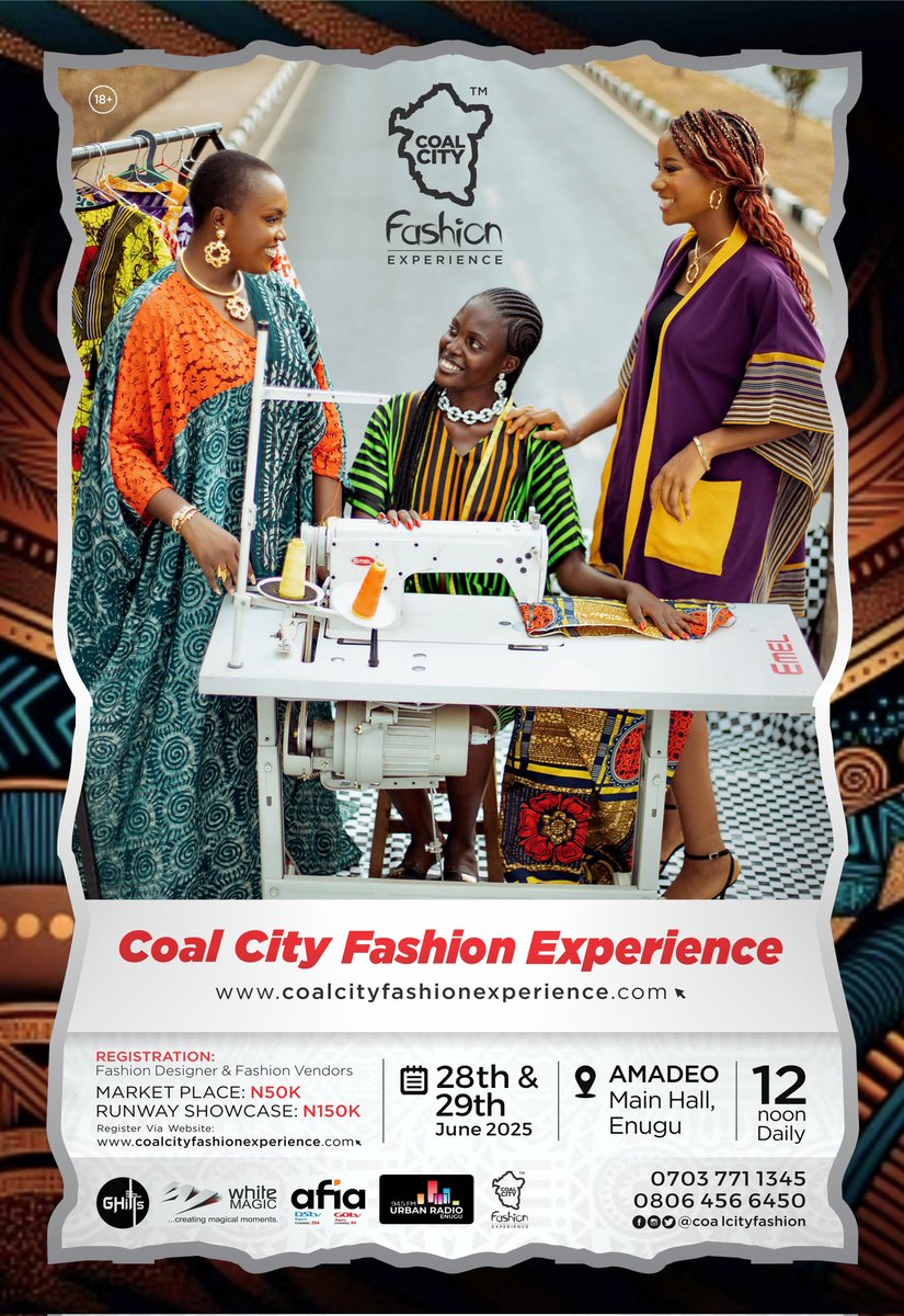 Coal City Fashion Experience 2025
Date: June 28th &amp; 29th 
Time: 12noon Daily
Venue: Amadeo, Event Center, Enugu

Visit coalcityfashionexperience.com

#coalcityfashionexperience