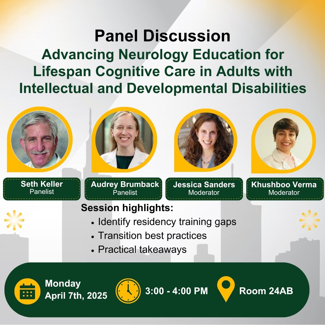 Khushboo Verma (@ikhushbooverma) on Twitter photo Happening today at #AANAM. Adults with IDD Section Spotlight. In this session we will discuss #neurology #education barriers and practical strategies to overcome them.
Come join us!
<a href="/AANmember/">American Academy of Neurology</a> <a href="/Texas_Neuros/">Texas Neurological Society</a> <a href="/Stanford_Neuro/">Stanford Neurology & Neurological Sciences</a> <a href="/BrumbackLab/">Audrey C. Brumback, MD, PhD</a> <a href="/doctordobro_/">Jessica Solomon Sanders, MD</a> Happening today at #AANAM. Adults with IDD Section Spotlight. In this session we will discuss #neurology #education barriers and practical strategies to overcome them.
Come join us!
<a href="/AANmember/">American Academy of Neurology</a> <a href="/Texas_Neuros/">Texas Neurological Society</a> <a href="/Stanford_Neuro/">Stanford Neurology & Neurological Sciences</a> <a href="/BrumbackLab/">Audrey C. Brumback, MD, PhD</a> <a href="/doctordobro_/">Jessica Solomon Sanders, MD</a>