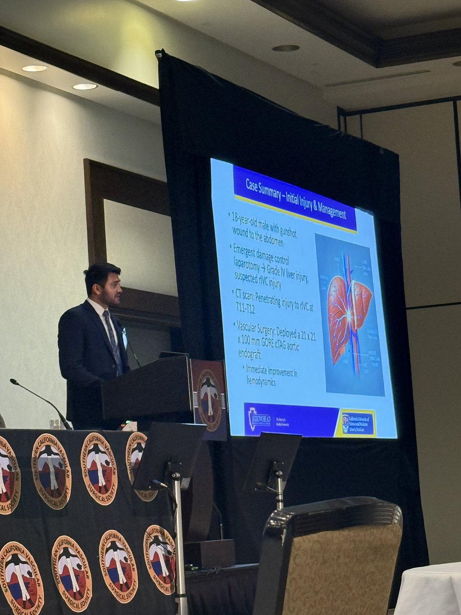 Excited to have presented such an interesting case report of a migrated aortic endograft for rIVC injury with cardiopulmonary bypass on behalf of the ARMC vascular and cardiac teams at SCVSS 2025 in San Diego!