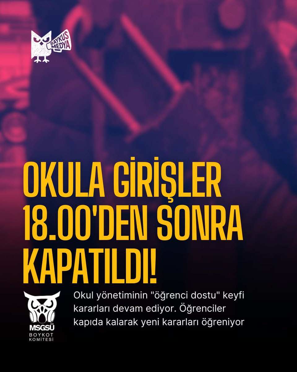 Mimar Sinan Güzel Sanatlar Üniversitesi'ne girişler 18.00 itibariyle kapatıldı!

#MSGSÜ #MSGSÜAYAKTA #ÜNİVERSİTELERAYAKTA