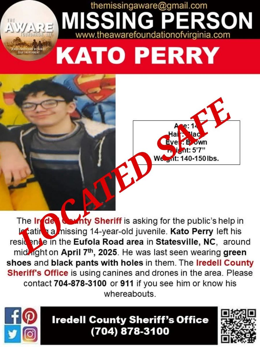 UPDATE: KATO has been located and is SAFE.  

 #TheAWAREFoundationInc