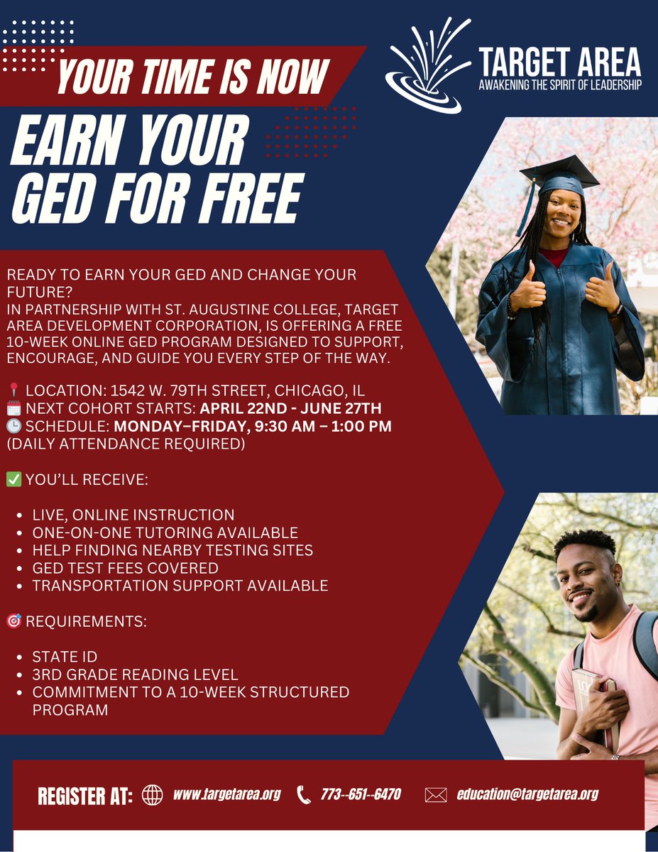 TargetArea's tweet image. READY TO EARN YOUR G.E.D AND CHANGE YOUR FUTURE?
LIKE AND SHARE ...
