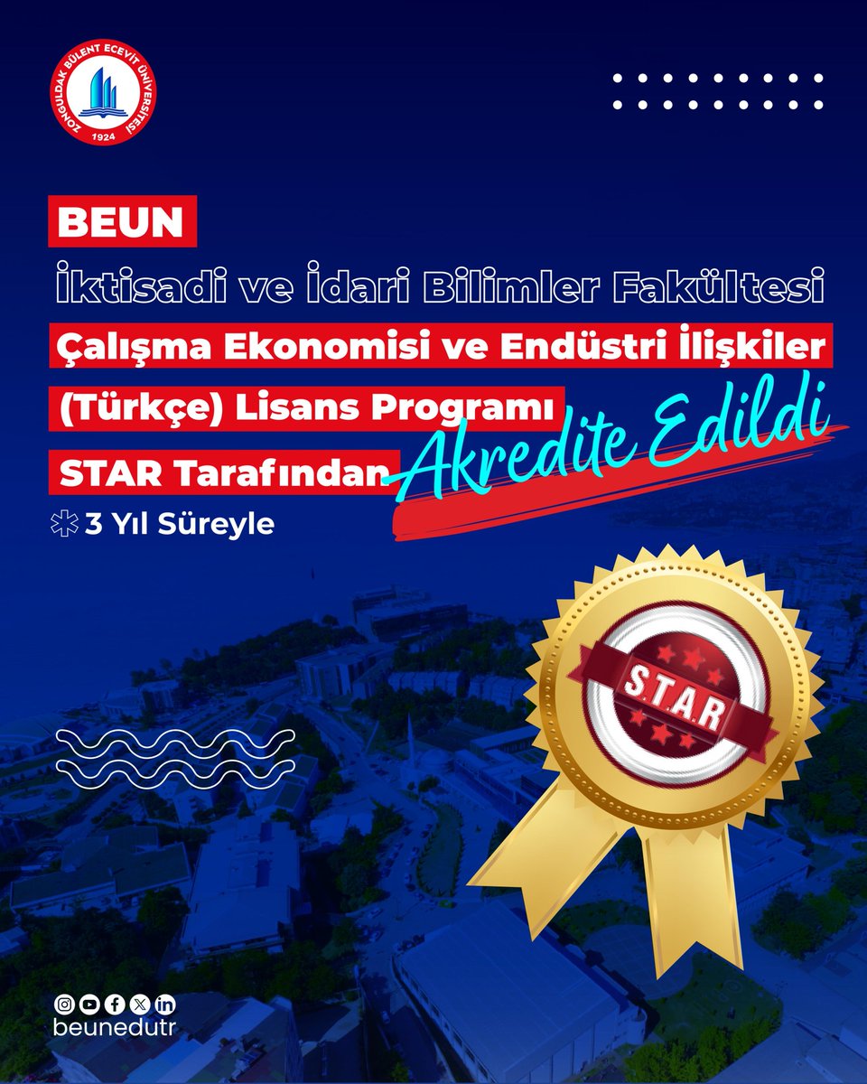 Zonguldak Bülent Ecevit Üniversitesi (@beunedutr) on Twitter photo Zonguldak Bülent Ecevit Üniversitesi İktisadi ve İdari Bilimler Fakültesi Çalışma Ekonomisi ve Endüstri İlişkileri (Türkçe) Lisans programı üç yıl süreyle STAR Akreditasyon Sertifikası almaya layık görüldü. 📌
🌐 w3.beun.edu.tr/haberler/beun-…
<a href="/YuksekogretimK/">Yükseköğretim Kurulu</a> <a href="/erolozvar/">Erol Özvar</a> Zonguldak Bülent Ecevit Üniversitesi İktisadi ve İdari Bilimler Fakültesi Çalışma Ekonomisi ve Endüstri İlişkileri (Türkçe) Lisans programı üç yıl süreyle STAR Akreditasyon Sertifikası almaya layık görüldü. 📌
🌐 w3.beun.edu.tr/haberler/beun-…
<a href="/YuksekogretimK/">Yükseköğretim Kurulu</a> <a href="/erolozvar/">Erol Özvar</a>
