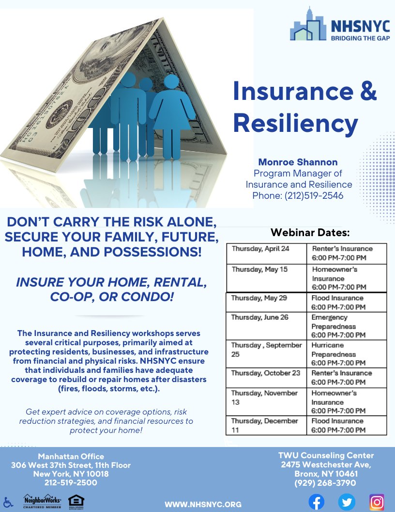 Monroe Shannon is the Program Manager – Insurance and Resiliency Services for NHSNYC. 

 To register for one of NHSNYC's Insurance and Resiliency workshops, visit: nhsnyc.org/programs-servi…