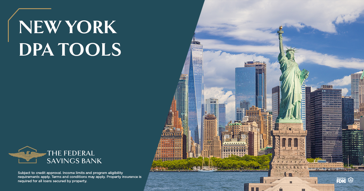 With the help of the State of New York Mortgage Agency (SONYMA), The Federal Savings Bank can offer down payment assistance programs to New York residents.  Programs include Conventional Plus, FHA Plus, and DPAL.  Contact me to find out if you're eligible!