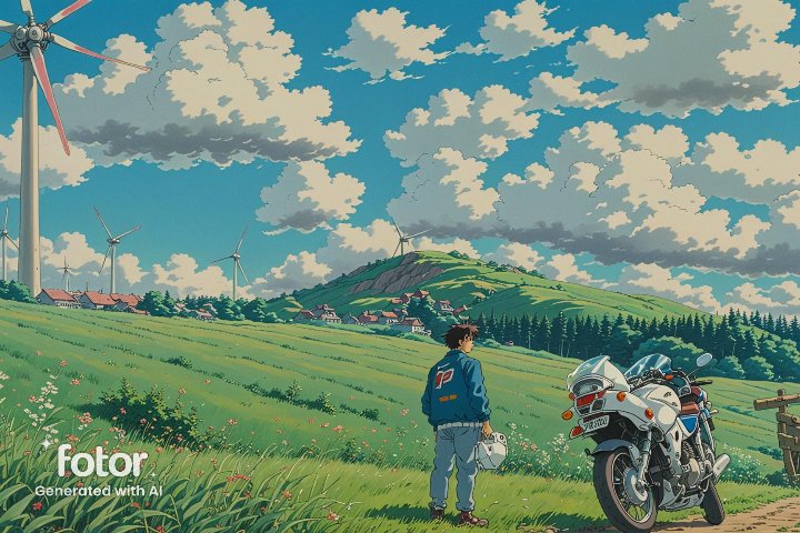 話題のジブリ風加工
隼がカフェレーサーみたいになっとる