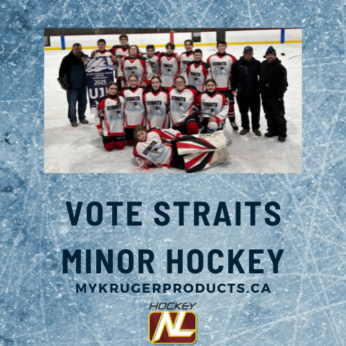 🎉 Straits Minor Hockey is one of 5 winners in the Kruger Big Assist, earning $25,000 &amp; the Atlantic Canada title! 🏒 Now, we're in the running for the grand prize of $75,000! Voting starts April 8th – every vote counts! 🗳️ 

Click here for link to vote! 

hockeynl.ca/straits-minor-…