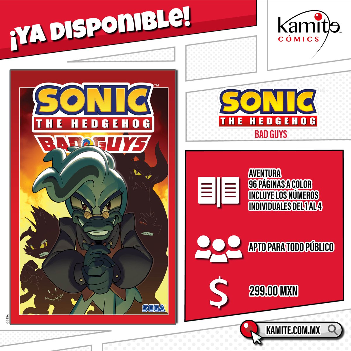 ¡El lado oscuro de #Sonic ha llegado!😎
¡#SonicBadGuys ya está en #Kamite! 🌟El Dr. Starline toma el centro del escenario como el enemigo número uno en este cómic dedicado a los villanos del universo de #SonictheHedgehog.📖
Encuéntralo en 👉 t.ly/aze9G