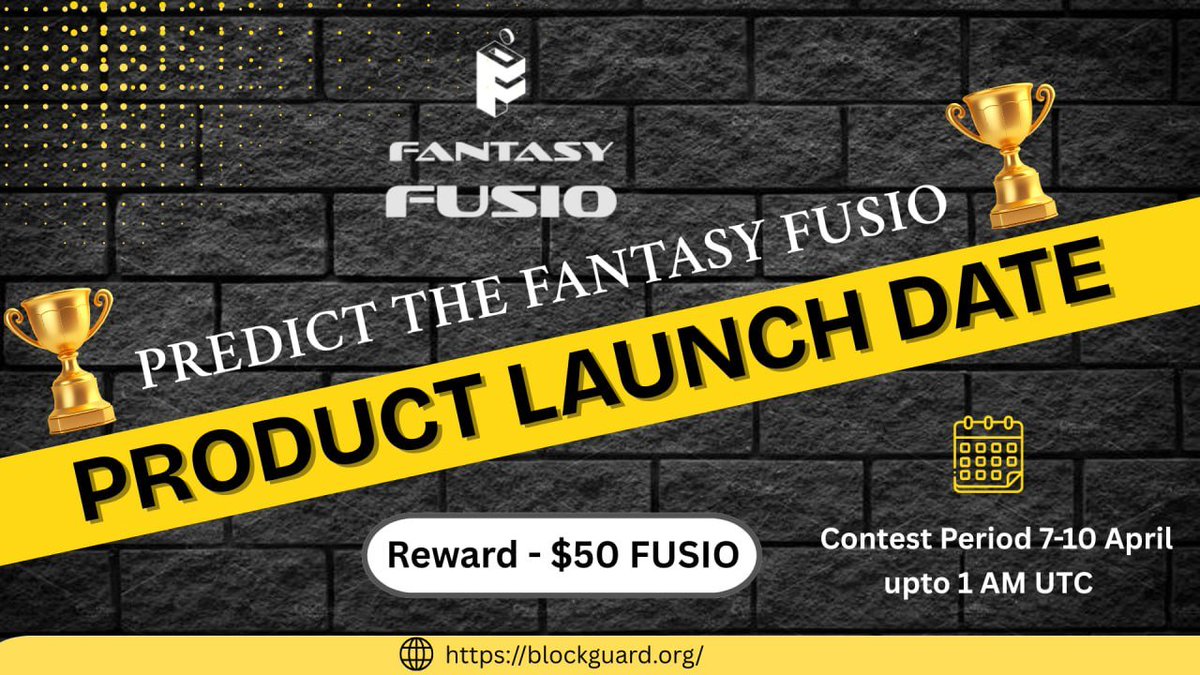🎉 CONTEST ALERT 🎉

🚀 Guess the Fantasy Fusio product launch date and win $50 FUSIO! 🤑🏆

📅 Contest Period: April 7–10 (until 1 AM UTC)
💰 Reward: $50 worth of FUSIO tokens!
🌐 Enter now: blockguard.org

👉 Drop your guesses in the comments/replies 💬
🔁 Retweet /