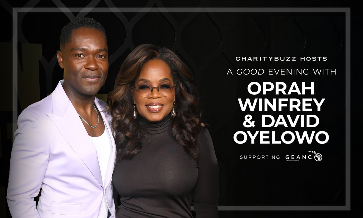 Charitybuzz (@charitybuzz) on Twitter photo We are honored to join global media leader <a href="/Oprah/">Oprah Winfrey</a>, and esteemed actor and director David Oyelowo to host a private Good Evening dinner party next month in Montecito.
Our auction for two seats at the table is live now at Charitybuzz.com/GEANCO. We are honored to join global media leader <a href="/Oprah/">Oprah Winfrey</a>, and esteemed actor and director David Oyelowo to host a private Good Evening dinner party next month in Montecito.
Our auction for two seats at the table is live now at Charitybuzz.com/GEANCO.