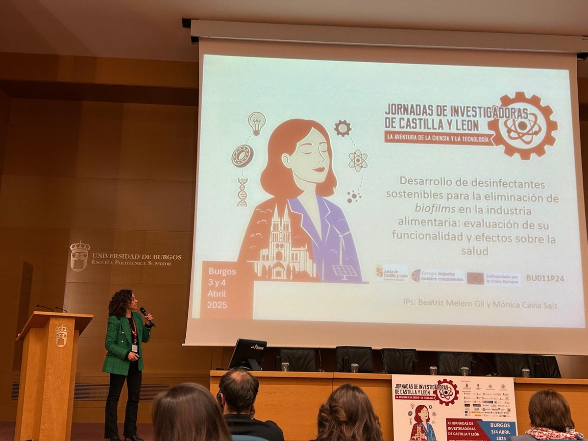 ALTESA TECNOFOOD - UBU (@altesatecnofood) on Twitter photo Beatriz Melero presentó en las XI Jornadas de <a href="/Cientificas_CyL/">Jornadas de Investigadoras de Castilla y León</a> un proyecto sobre desinfectantes sostenibles a partir de residuos de vinificación, eficaces contra biofilms y seguros para el sistema nervioso. 🍇🧪🧠 #Ciencia #Biofilms #Sostenibilidad <a href="/educacyl/">Educación JCyL</a> <a href="/UBUinvestiga/">UBUinvestiga</a> Beatriz Melero presentó en las XI Jornadas de <a href="/Cientificas_CyL/">Jornadas de Investigadoras de Castilla y León</a> un proyecto sobre desinfectantes sostenibles a partir de residuos de vinificación, eficaces contra biofilms y seguros para el sistema nervioso. 🍇🧪🧠 #Ciencia #Biofilms #Sostenibilidad <a href="/educacyl/">Educación JCyL</a> <a href="/UBUinvestiga/">UBUinvestiga</a>