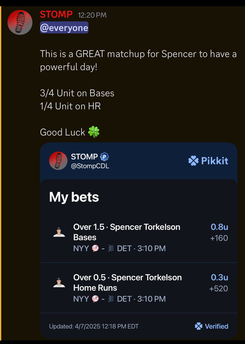 StompCDL's tweet photo. This is a MASSIVE opportunity for 200% ROI 👀
#MLB #SportsBettingX #sportsbettingpicks #Yankees https://t.co/FswD6pQ7Ov