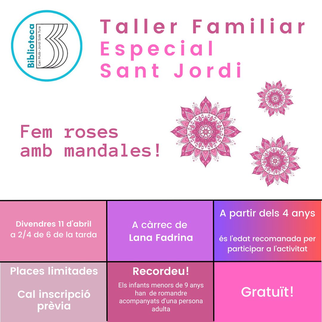 Aquest divendres taller de #santjordi amb @lanafadrina!!!! #totesfembiblioteca