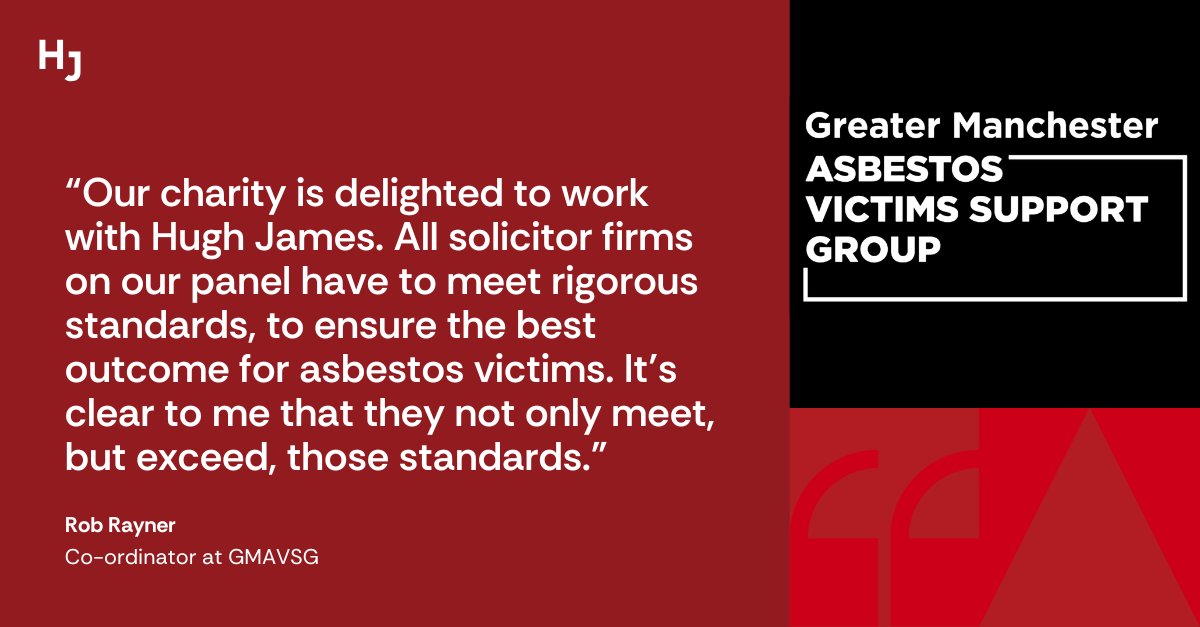 HughJamesLegal's tweet photo. 🙌 We’re proud to announce our appointment to the legal panel of the Greater Manchester Asbestos Victims Support Group (GMAVSG). The charity provides essential support to individuals and families affected by asbestos-related diseases.

🔗 Read more here: https://t.co/WmX0ZDGKRY https://t.co/dWdETjtyz8