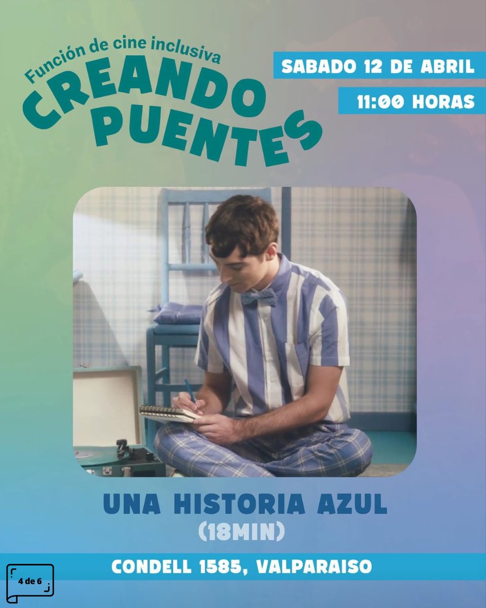 FuanFundacion's tweet photo. Función de cine gratuita y con ajustes para público autista en @InsomniaCine en Valparaíso. Este sábado 12 de abril a las 11 horas. Inscripción en: https://t.co/ukETXibfhh https://t.co/Z8Ko64qfLc