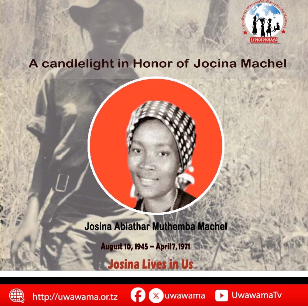 Today, we light a candle in memory of our very own African revolutionary, Jocina Abiathar Muthemba Machel.

 Her legacy as a frontline combatant, political educator, mobilizer, and compassionate mother to orphans resonates not only in Mozambique but throughout the continent.