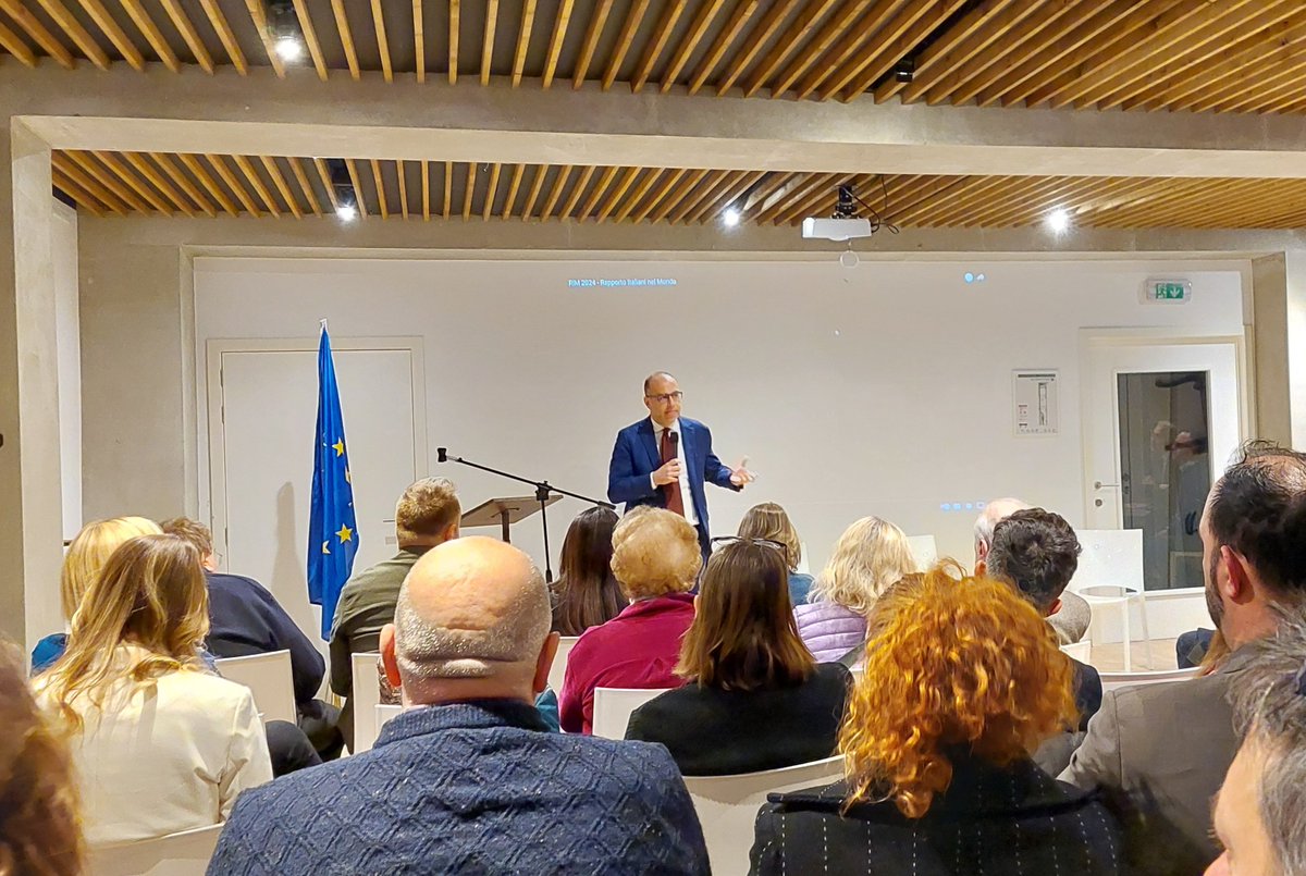 Il Console d'Italia a Bruxelles, Francesco Varriale, alla prestazione del Rapporto 2024 sugli italiani nel mondo della Fondazione Migrantes