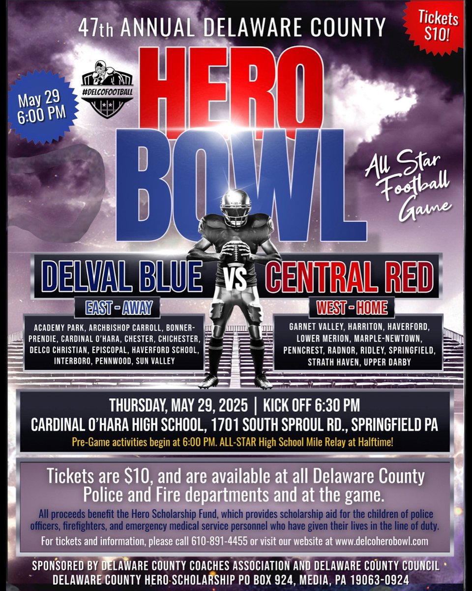 Hero Bowl 2025.. Del Val/PCL vs Central
Game On!!! #DelcoFootball 
<a href="/DELCO_TF/">#DelcoTF</a> Halftime All-Star Sr Mixed 4x400m Relay also!