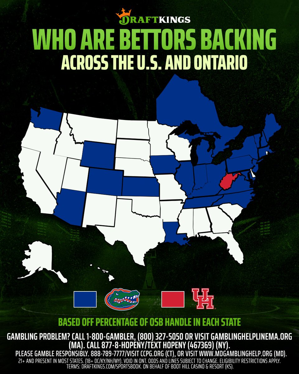 The <a href="/DraftKings/">DraftKings</a> March Madness Heat Map shows who bettors are backing in the national championship across the U.S. and Ontario.
