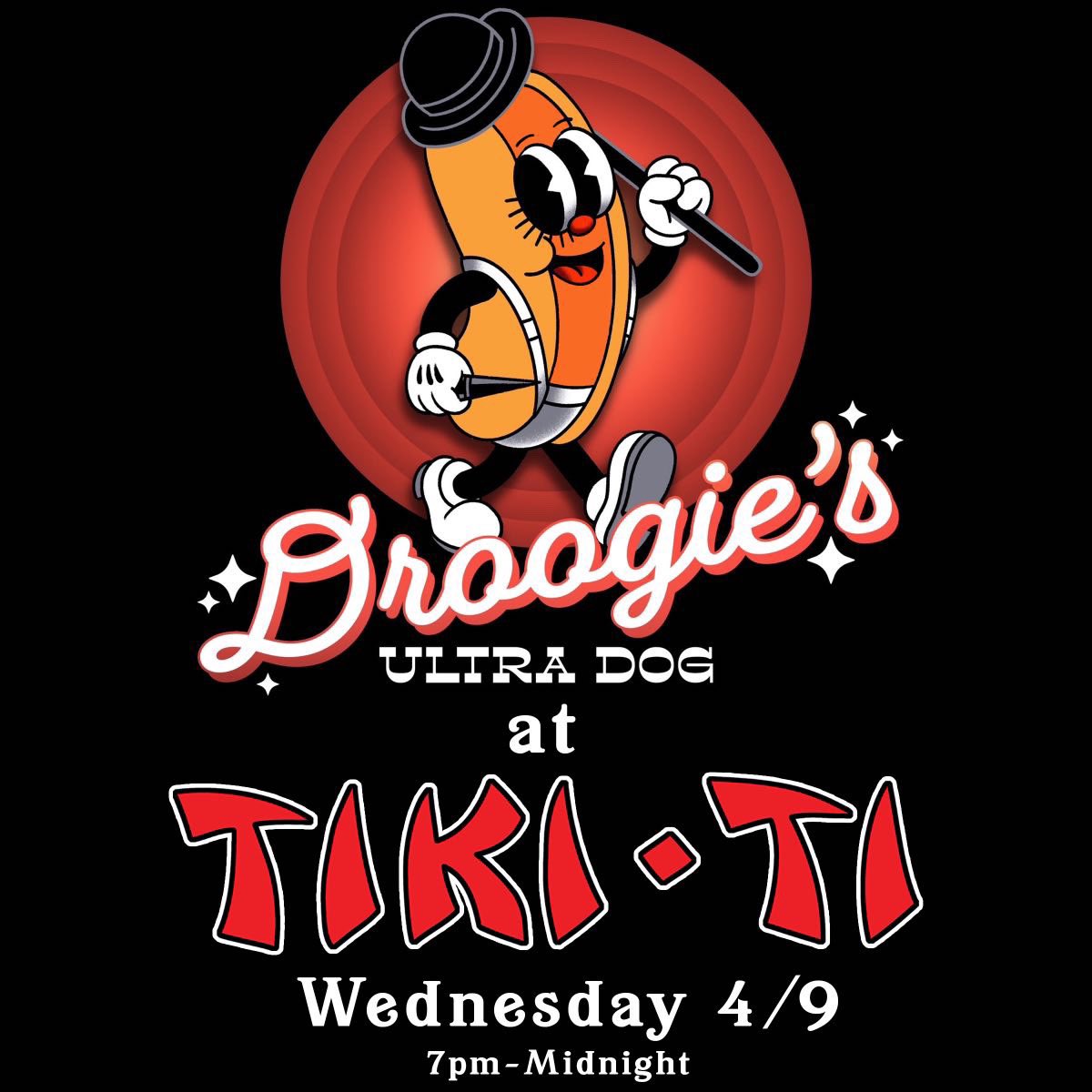 Droogie’s Ultra Dog will be serving up dogs at the Tiki-Ti, this Wednesday (4/9) from 7:00pm until midnight.  Come by for a dog and stay for a drink! 🌭🍹🤙 #tiki #tikiti #club4427 #tikibar #hotdog #hotdogs #losangeles #hotdoglovers #hotdoglife