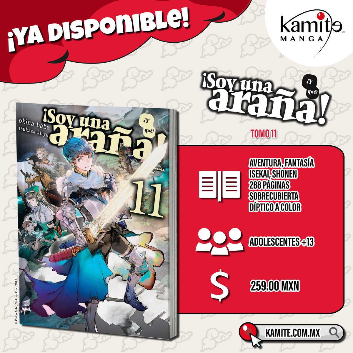 Mientras las sombras se mueven en silencio, la luz del Héroe comienza a brillar… 🌟
🕷🕸#Soyunaarañayqué novela 11 ya llegó a #Kamitiendas y tienda en línea. 📖
¿Será suficiente la luz del Héroe para enfrentar los secretos del mundo? 🤔
👉 t.ly/xdRR1
