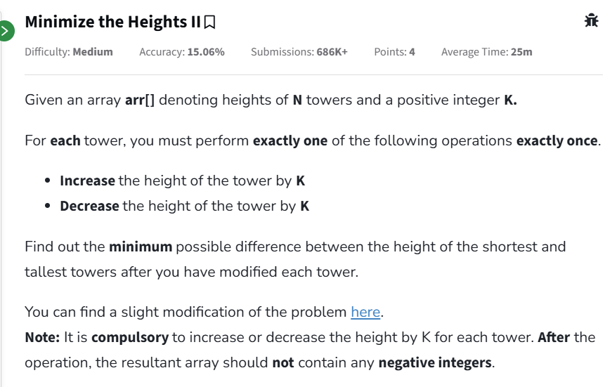 Shashank8839's tweet photo. 🔥 Day 9 of #GFG160 — Tower Height Minimization Problem 🚧📏  
@geeksforgeeks 
#gfg160  #geekstreak2025 #GeeksforGeeks #CodingChallenge #TowerHeightProblem #GreedyAlgorithm #JavaScriptCoding #ProblemSolving #TechCommunity #SoftwareEngineer #DSAChallenge #DevJourney #DailyCode https://t.co/hnUTZJiOd0