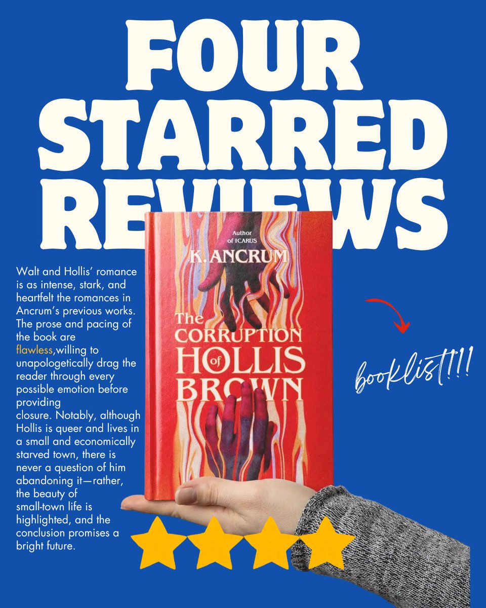 Kayla Ancrum ✨TCoHB out 4/22/25✨ (@kaylaancrum) on Twitter photo Starting the week off bright with Hollis's✨ FOURTH STAR! ✨ Thank you so much <a href="/ALA_Booklist/">ALA_Booklist</a> Flawless?? FLAWLESS??? 😩💖
Congratulations as well to my team at <a href="/harperteen/">HarperTeen 📚</a> , <a href="/ericsmithrocks/">Eric Smith</a>, <a href="/PSLiterary/">P.S. Literary Agency</a> I would never have been able to do it without you! Starting the week off bright with Hollis's✨ FOURTH STAR! ✨ Thank you so much <a href="/ALA_Booklist/">ALA_Booklist</a> Flawless?? FLAWLESS??? 😩💖
Congratulations as well to my team at <a href="/harperteen/">HarperTeen 📚</a> , <a href="/ericsmithrocks/">Eric Smith</a>, <a href="/PSLiterary/">P.S. Literary Agency</a> I would never have been able to do it without you!
