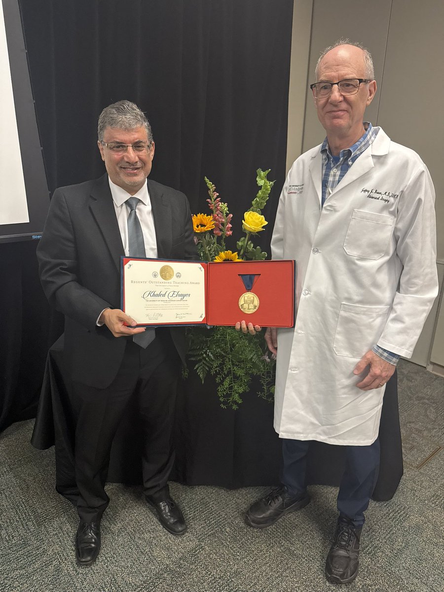 ElsayesKhaled's tweet photo. Humbled and honored by the recognition for receiving the Regents Outstanding Teaching Award in the annual 2025 Educator Recognition reception at @MDAndersonNews Thank you @DianeBodurka @CarinHagberg https://t.co/O2Z6lriKfv