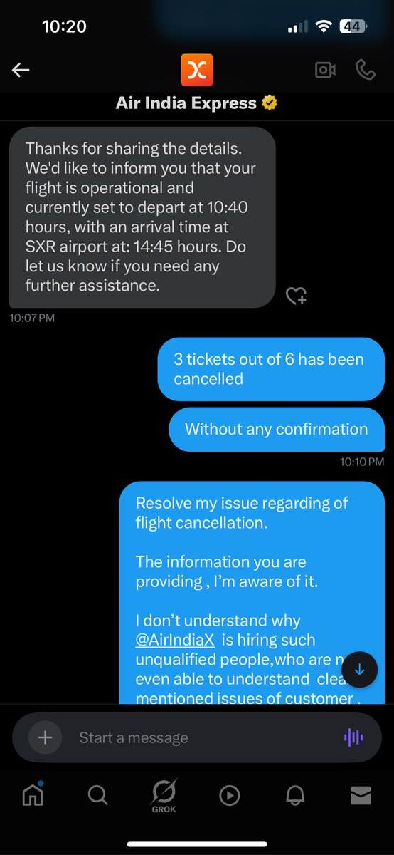 The1Asingh's tweet photo. @AirIndiaX @AirIndiaX  Kindly resolve my cancelled ticket  related issues, also please read the entire conversation, then DM don’t give some random reply. https://t.co/kvx6bUsWTS