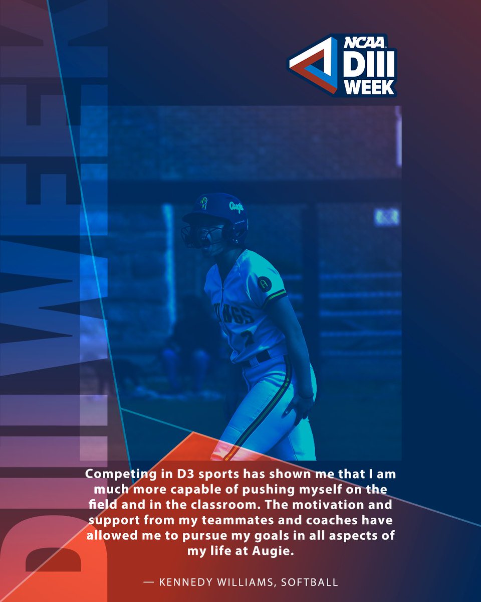 augieathletics's tweet photo. “Competing in D3 sports has shown me I am much more capable of pushing myself on the field and on the classroom”

#D3Week #WhyD3 https://t.co/x8WlgUDJ43